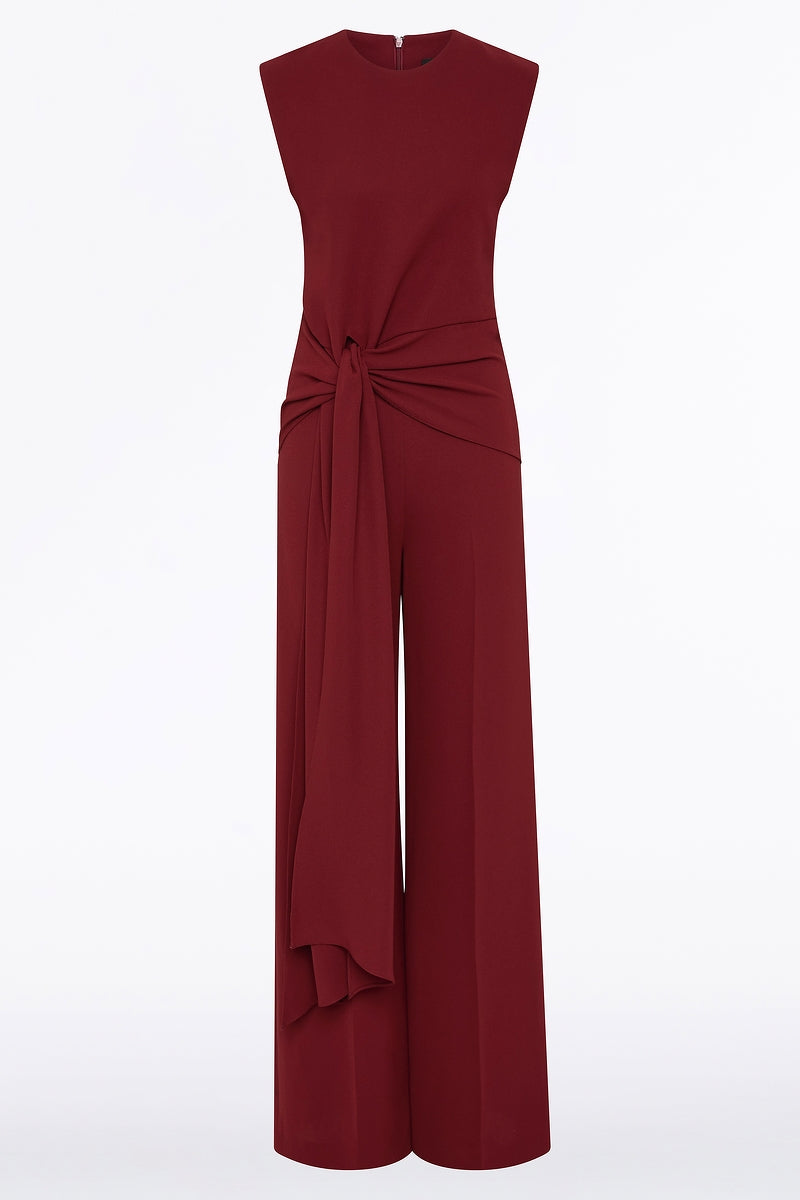Carla Zampatti Cabernet Crepe Tie Front Jumpsuit (Red)