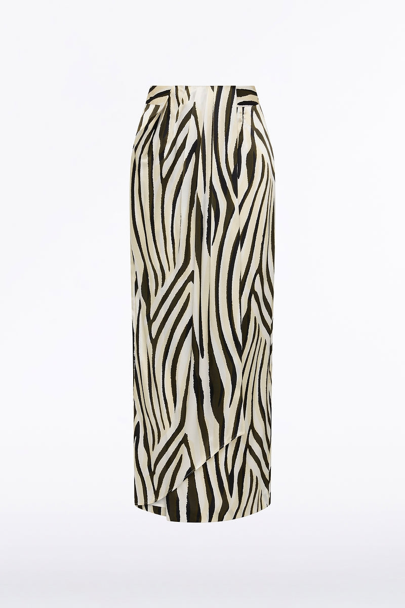 Carla Zampatti Bold Stripe Print Tucked Maxi Skirt (Multi-Colour)