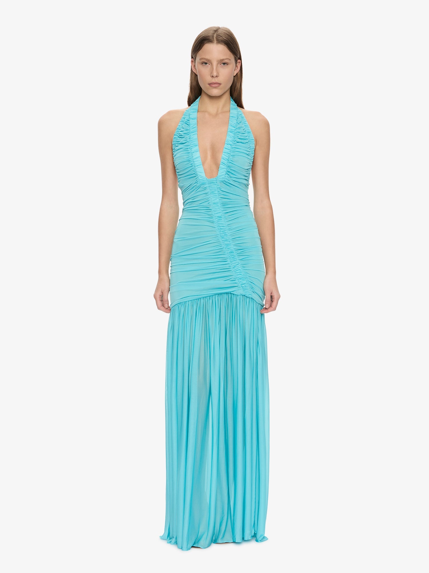 Image of Dresses. Product name - Orion Gown in Cyan colour by brand - Christopher Esber