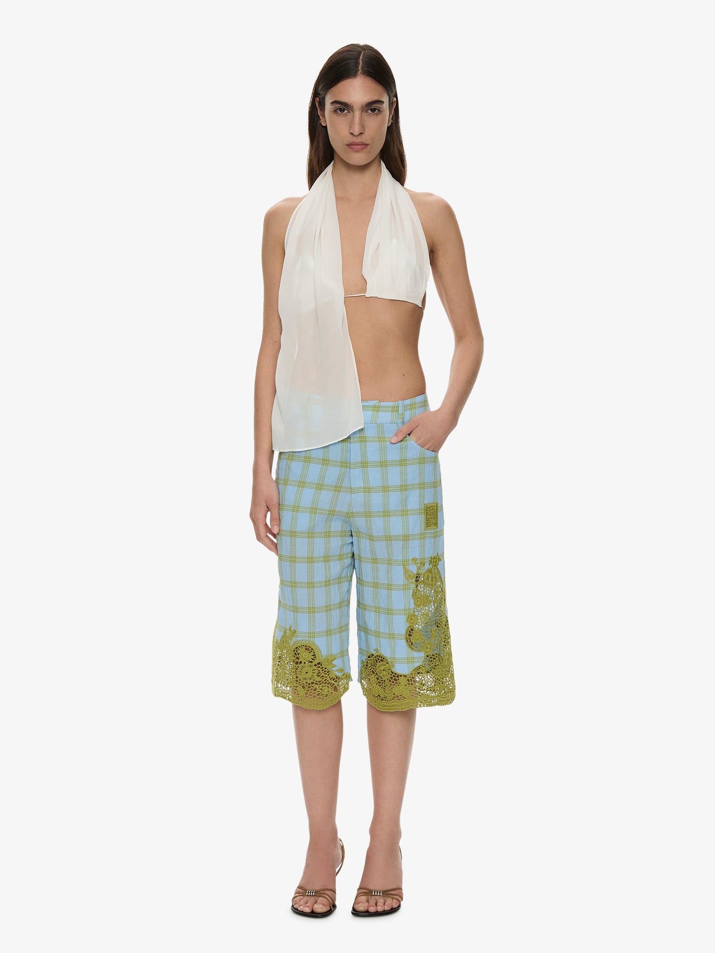CHRISTOPHER ESBER Maya Embroidered Handkerchief Shorts (Check)