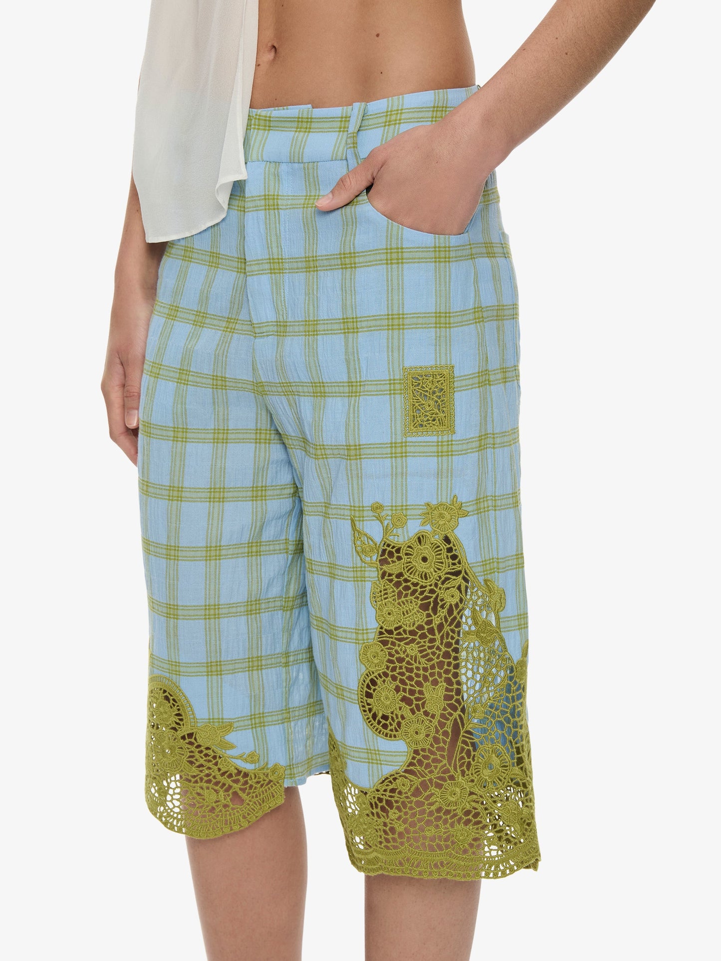 CHRISTOPHER ESBER Maya Embroidered Handkerchief Shorts (Check)
