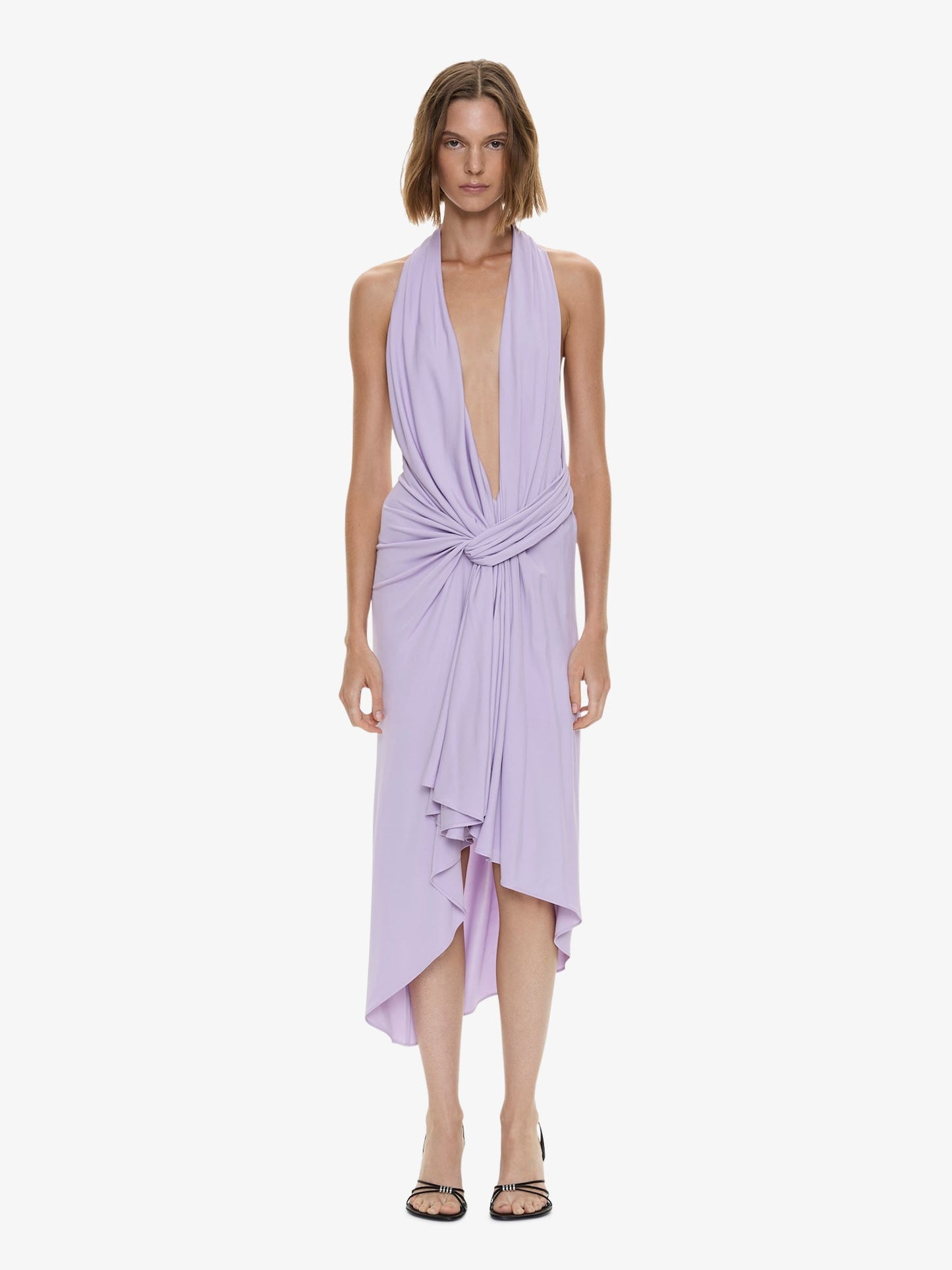 Image of Dresses. Product name - Spire Cascade Midi Dress in Lilac colour by brand - CHRISTOPHER ESBER