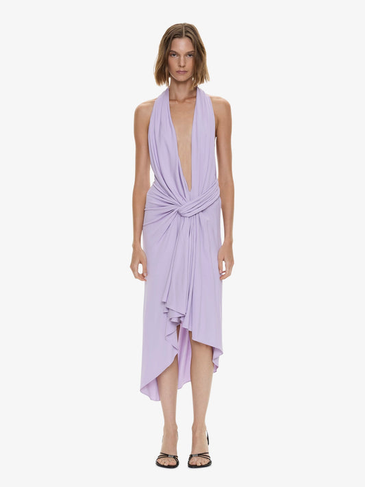Image of Dresses. Product name - Spire Cascade Midi Dress in Lilac colour by brand - CHRISTOPHER ESBER