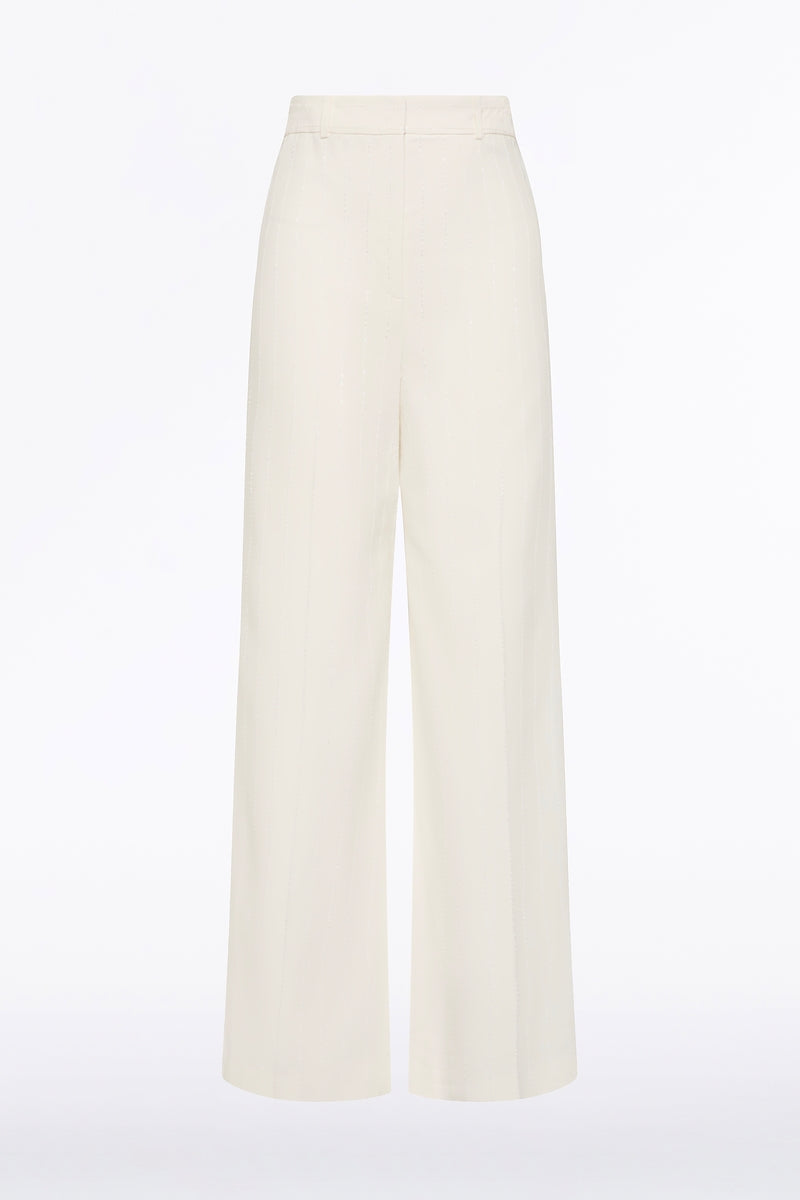 Carla Zampatti Ivory Starlight Twill Tuck Front Pant (White)