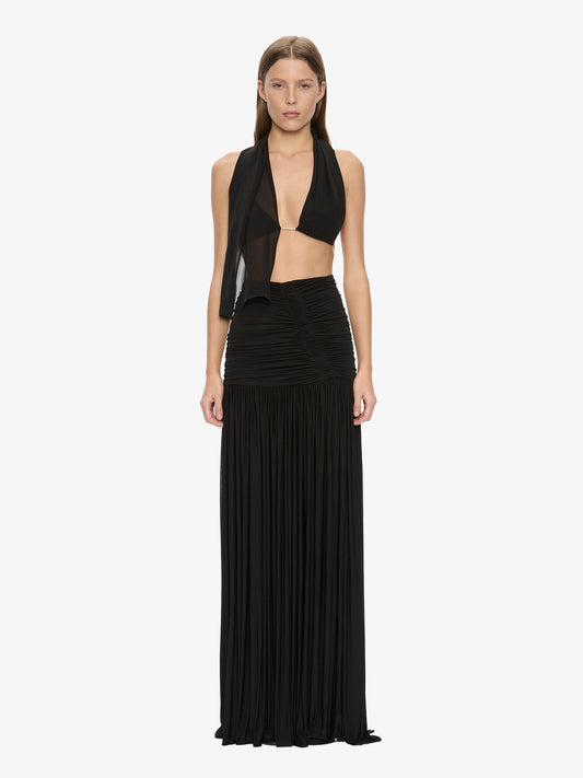 CHRISTOPHER ESBER Silk Scarf Chain Bra Top (Black)