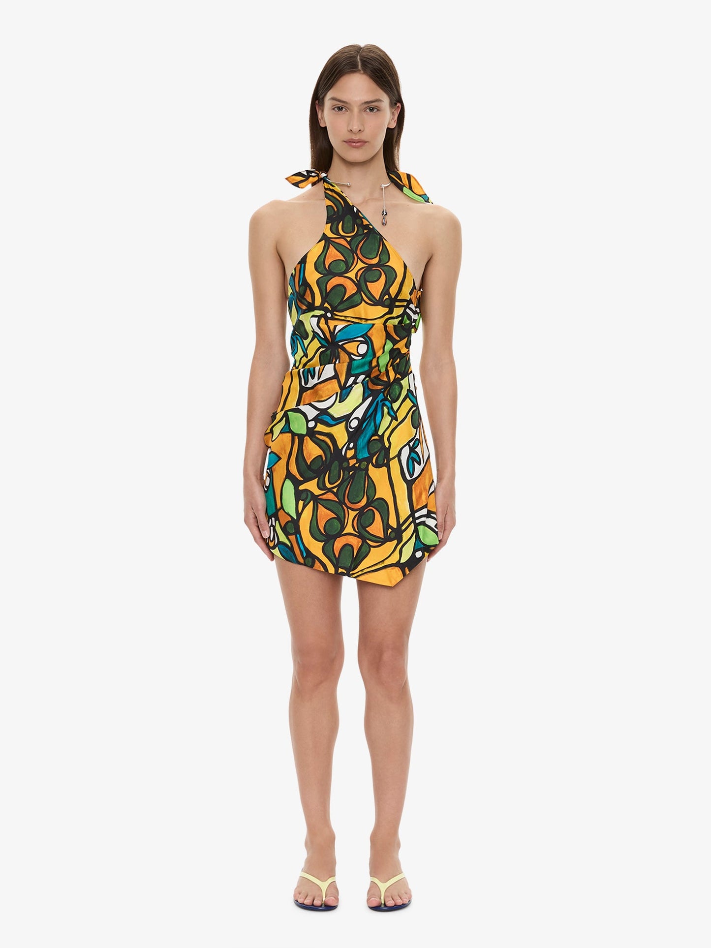 Image of Dresses. Product name - Tropic Nouveau Scarf Mini Dress in Print colour by brand - CHRISTOPHER ESBER