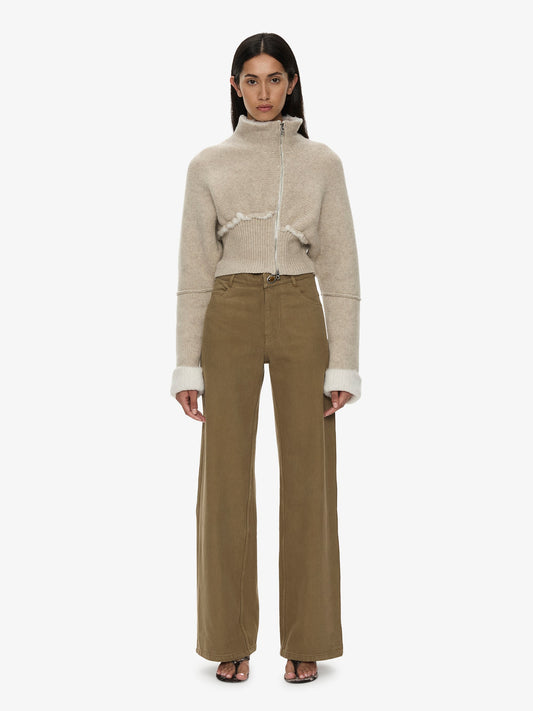 Image of a model wearing Outerwear. Product name - Isolde Double Knit Jacket in White colour by brand - CHRISTOPHER ESBER