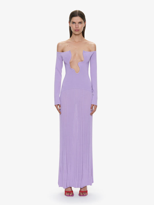 Image of Dresses. Productname: CHRISTOPHER ESBER Salacia Pleated Off Shoulder Dress in Lilac colour by brand - CHRISTOPHER ESBER