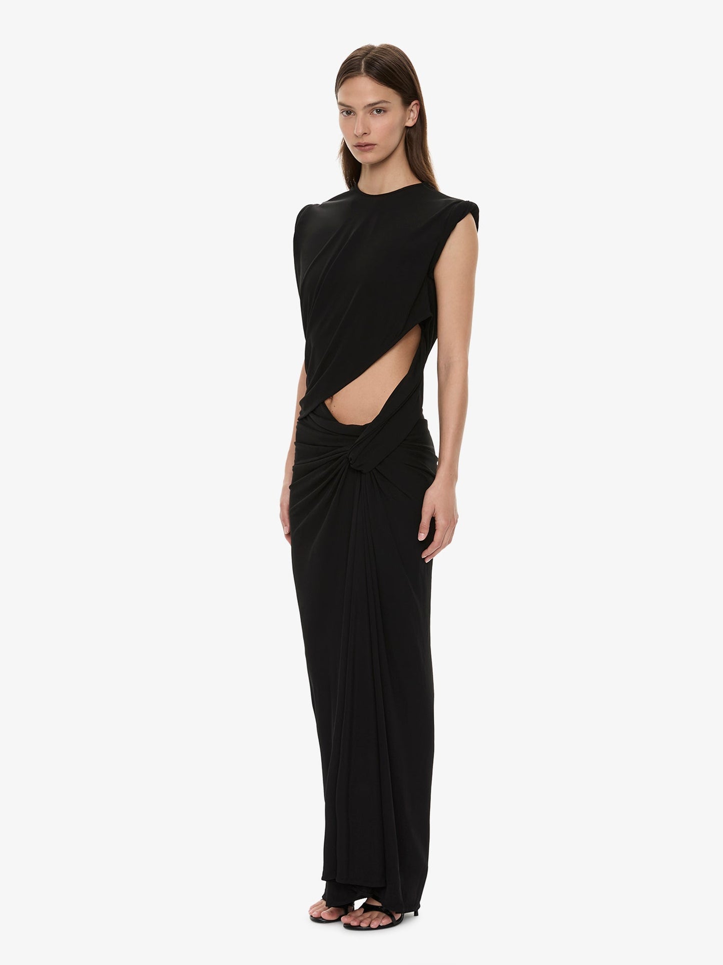 CHRISTOPHER ESBER Twisted Lever Rolled Up Tee Dress (Black)