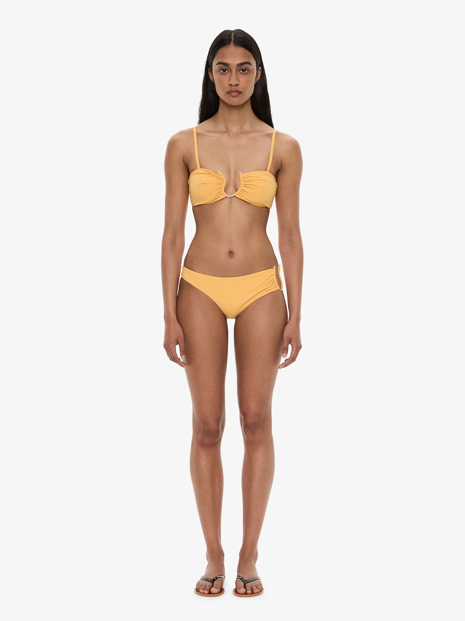 Image of Swimwear. Product name - Ruched Crescent Side Brief in Valencia colour by brand - CHRISTOPHER ESBER