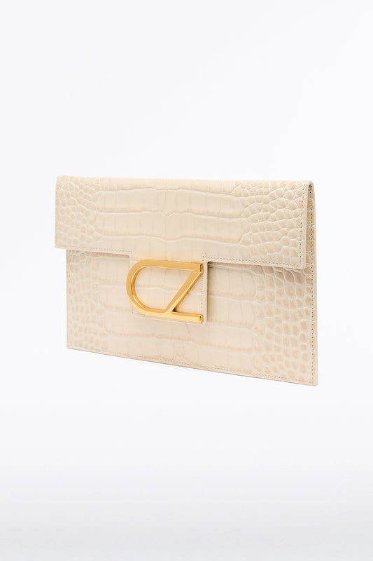 Carla Zampatti Ivory Cz Lettera Envelope Clutch (White)