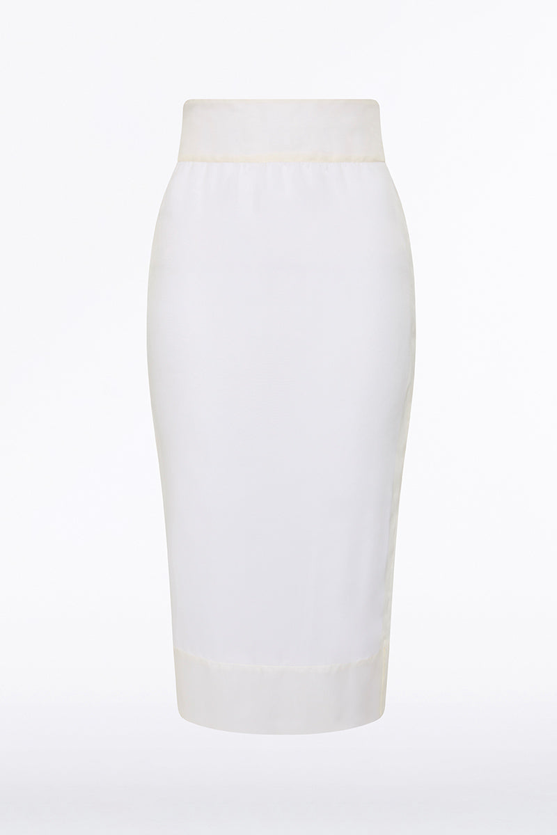Carla Zampatti Ivory Organza Pencil Skirt (White)