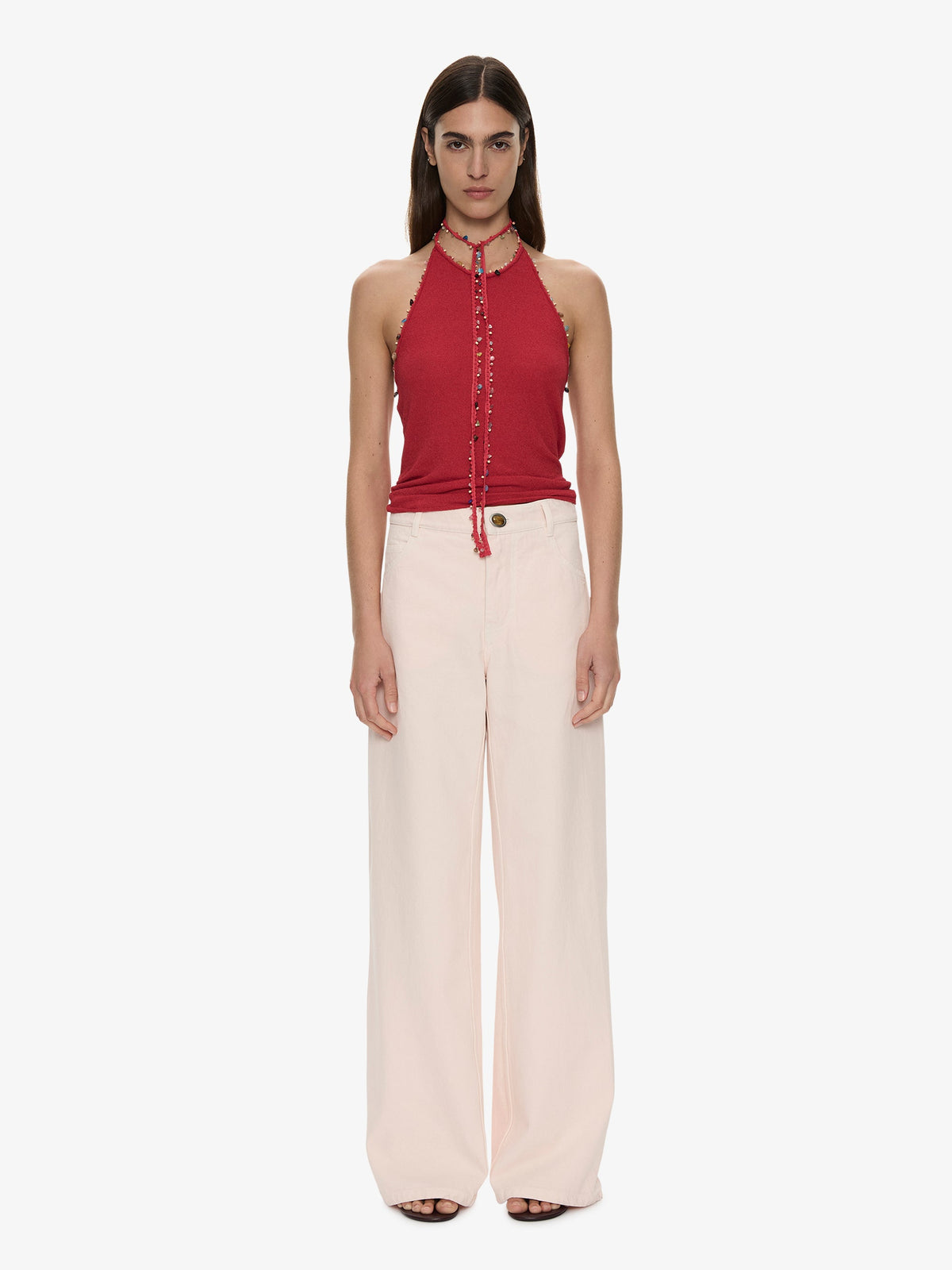 CHRISTOPHER ESBER Beach Quartz Halter Tank (Red)