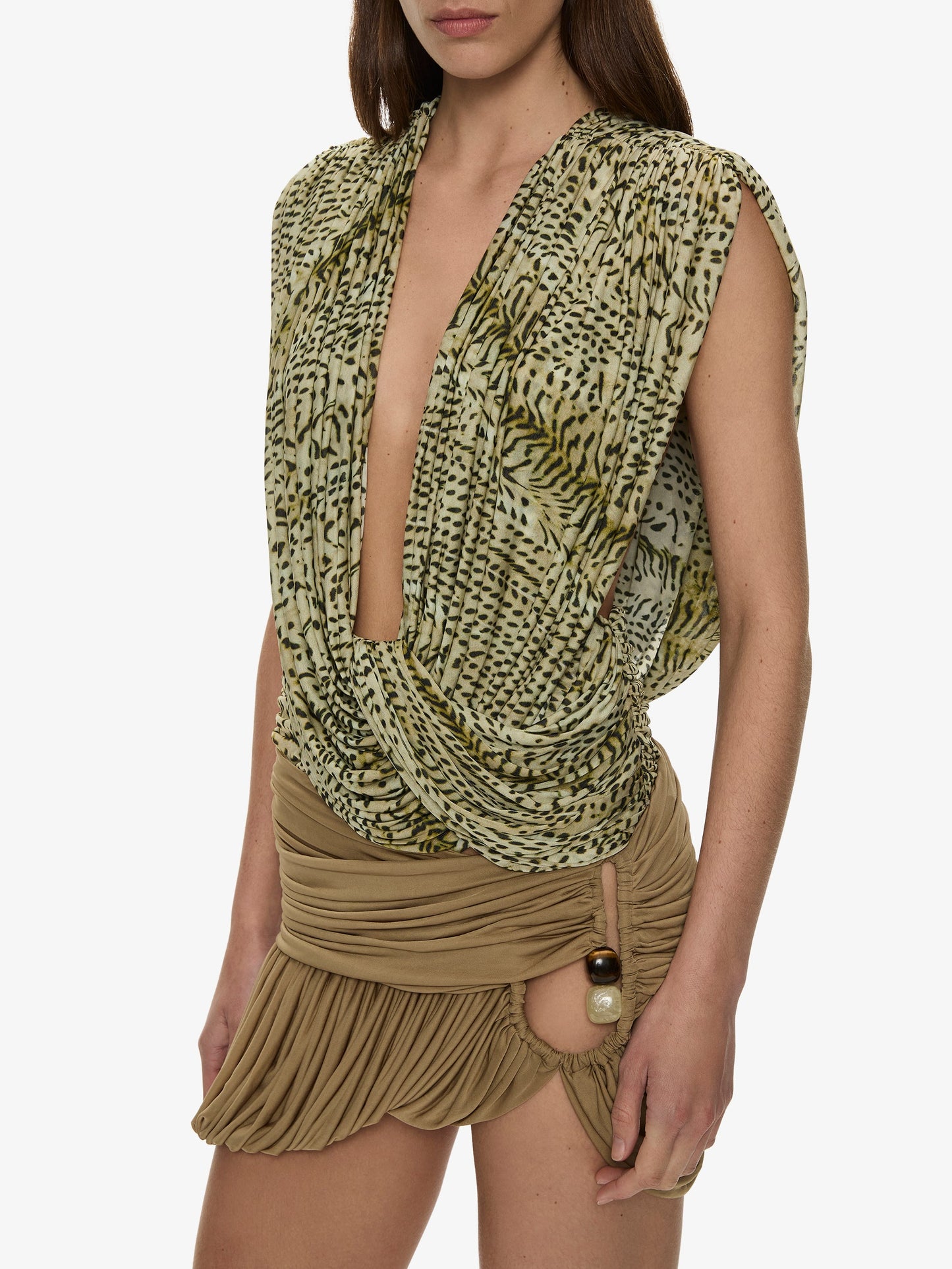 CHRISTOPHER ESBER Beach Glass Bubble Mini Skirt (Khaki)