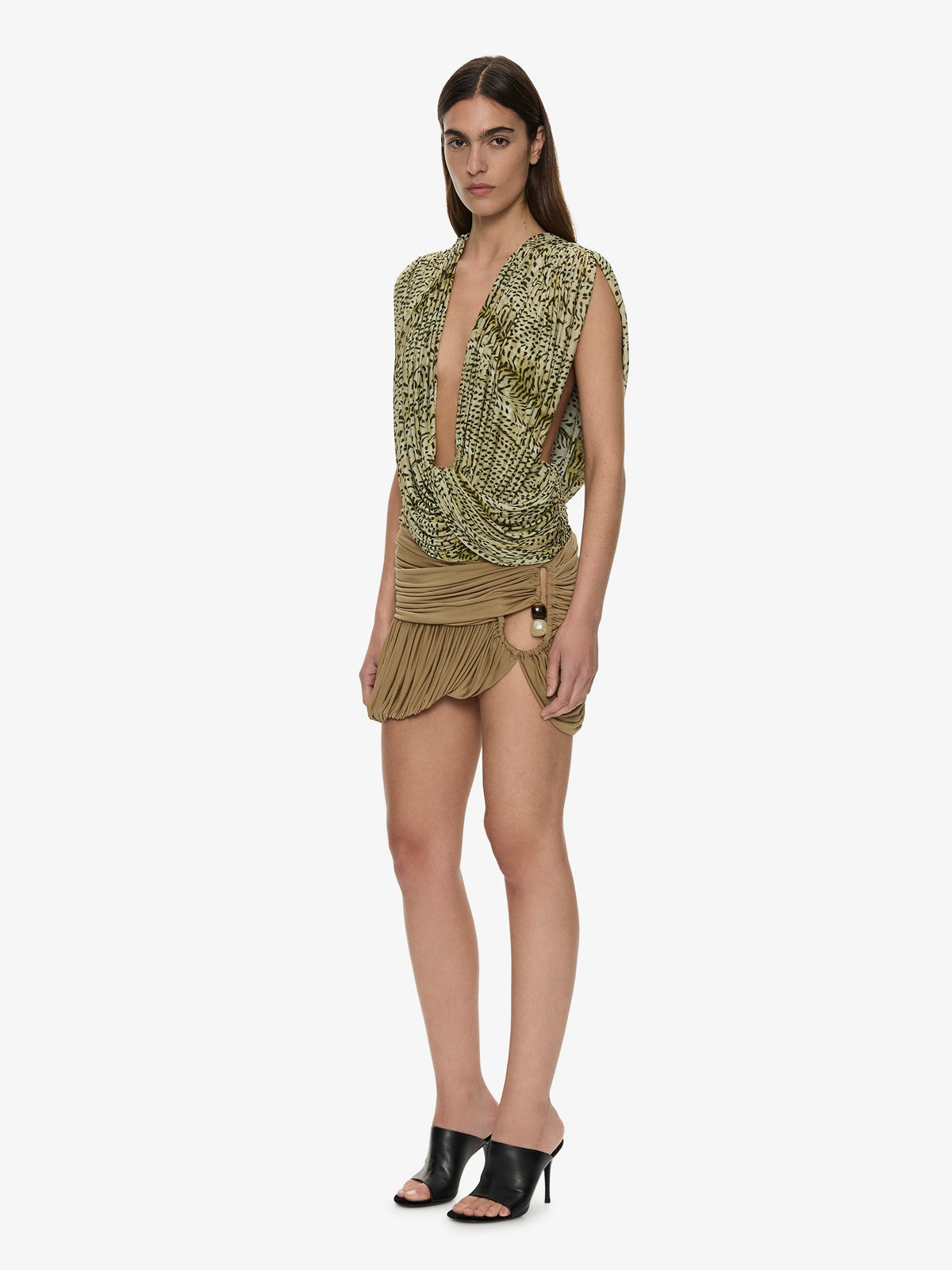 CHRISTOPHER ESBER Beach Glass Bubble Mini Skirt (Khaki)