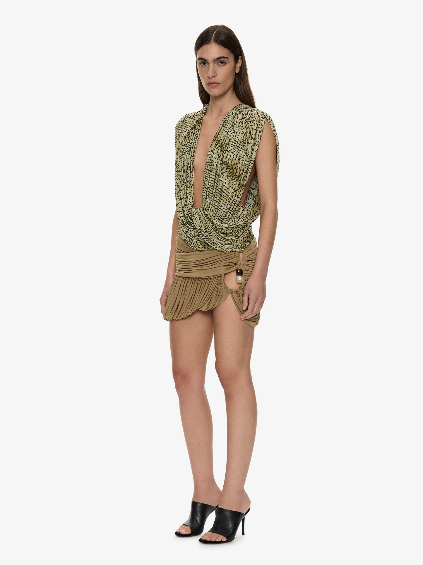 CHRISTOPHER ESBER Beach Glass Bubble Mini Skirt (Khaki)