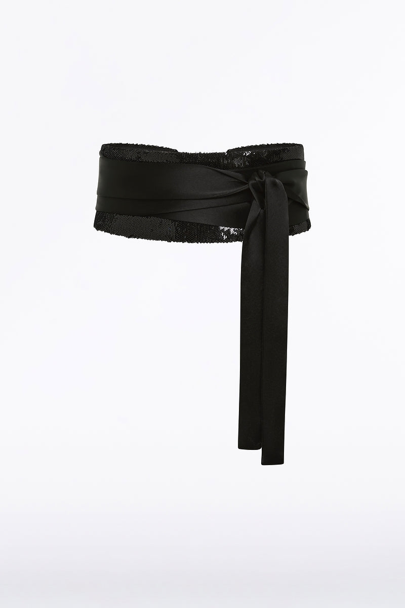Carla Zampatti Liquid Sequin Cummerbund (Black)