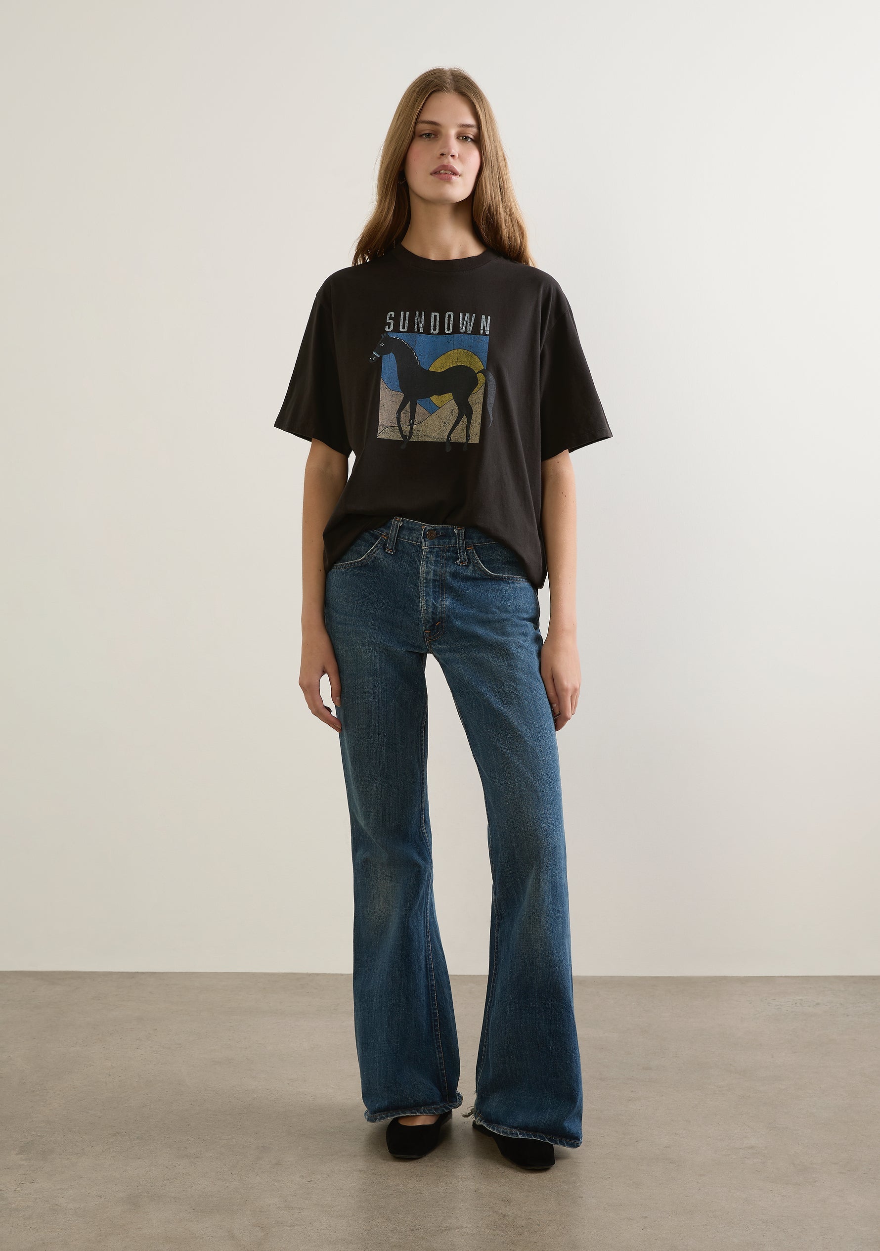 Image of T-Shirts. Productname: Auguste The Label Sundown Boyfriend Tee in Black colour by brand - Auguste The Label