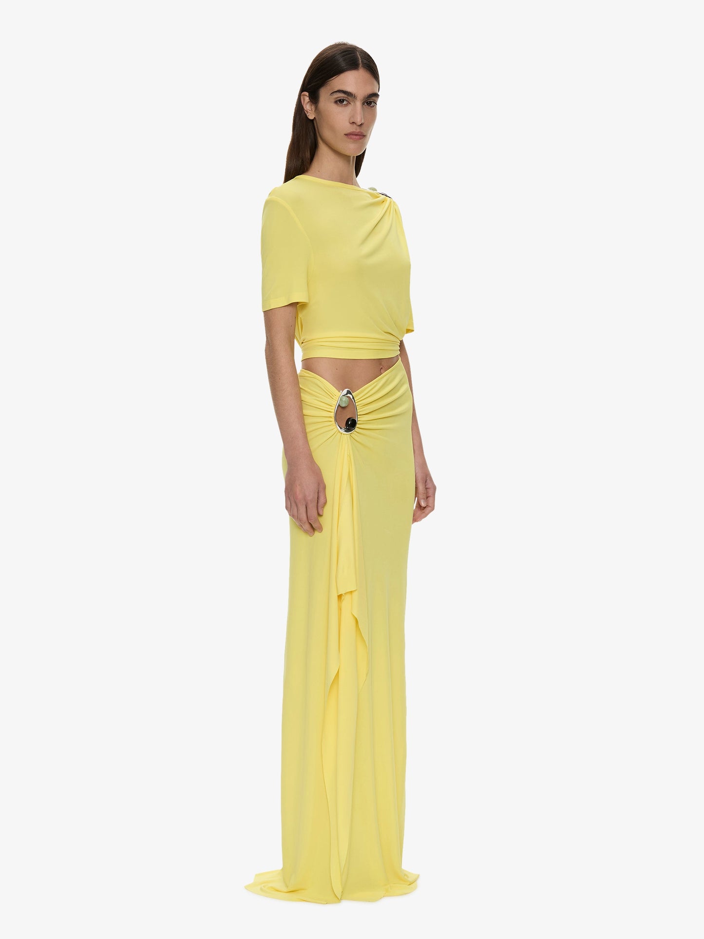 CHRISTOPHER ESBER Orica Crystal Cascade Jersey Skirt (Yellow)
