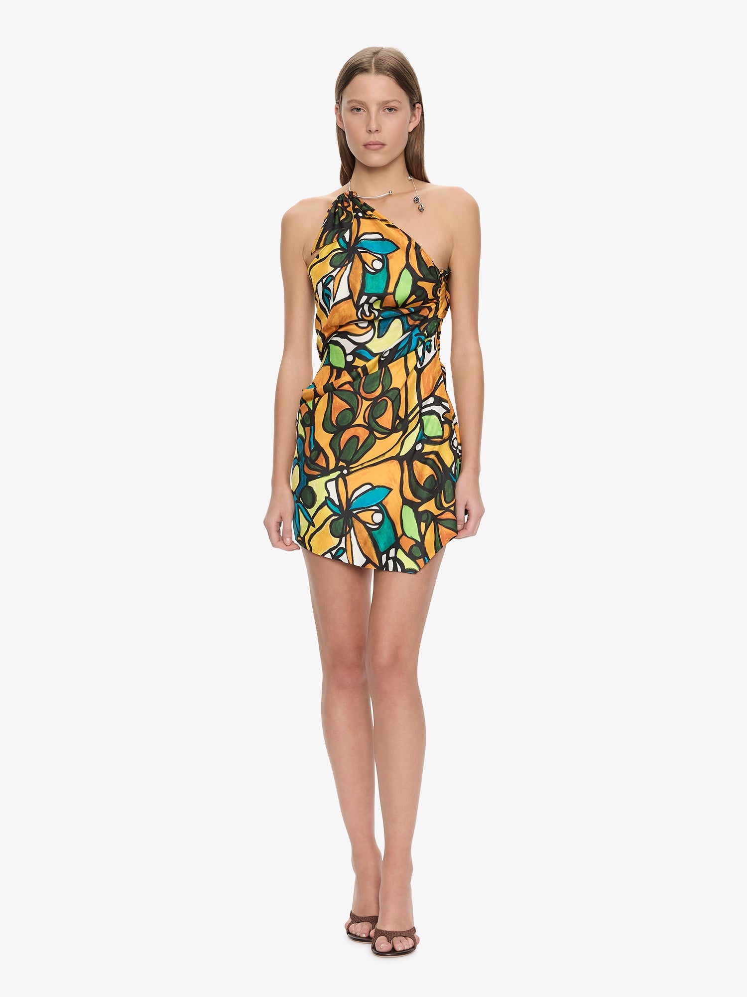Image of Dresses. Product name - Tropic Nouveau Scarf Mini Dress in Print colour by brand - CHRISTOPHER ESBER