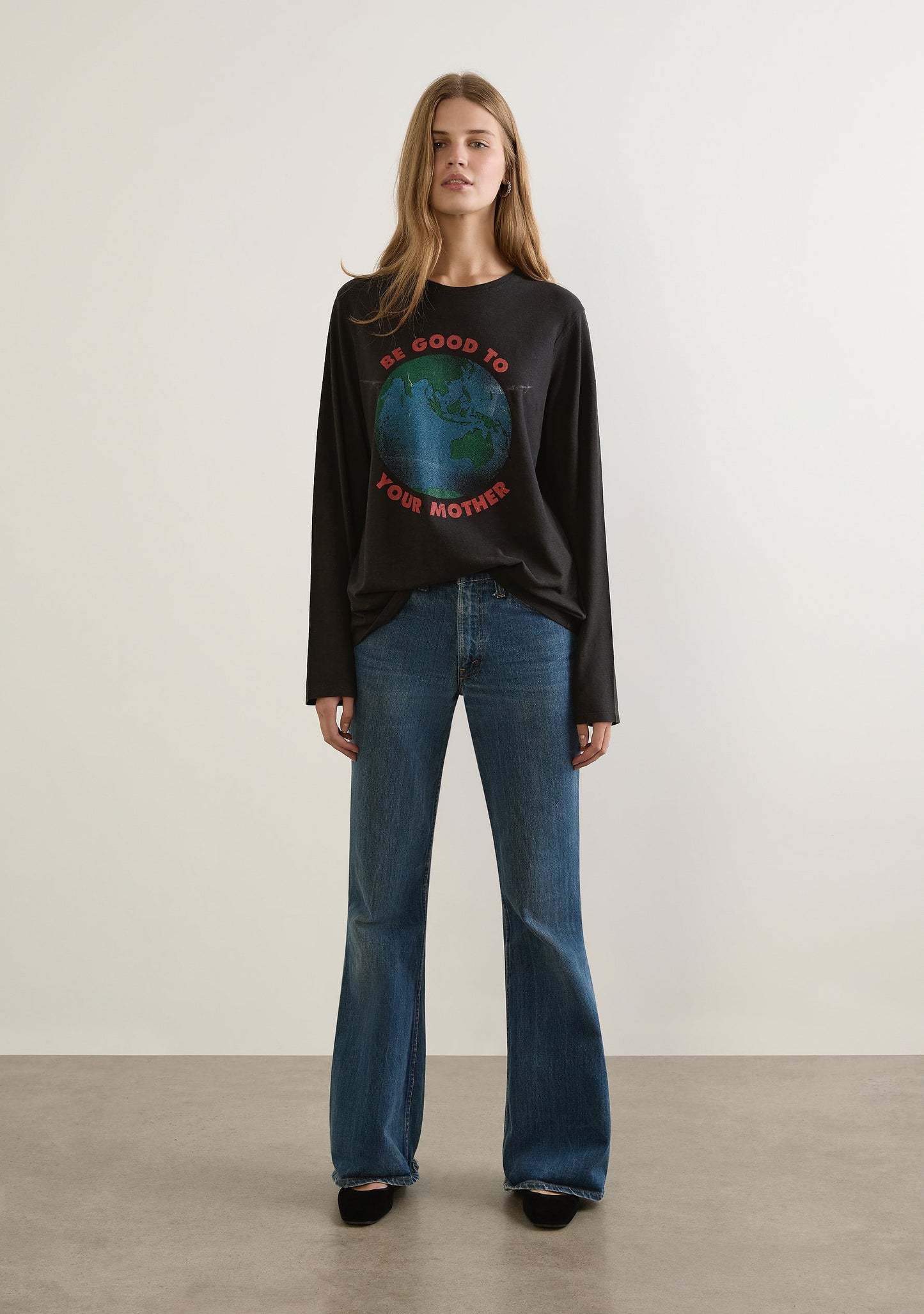 Image of T-Shirts. Productname: Auguste The Label Be Good to Your Mother Long Sleeve - Charity Tee in Black colour by brand - Auguste The Label