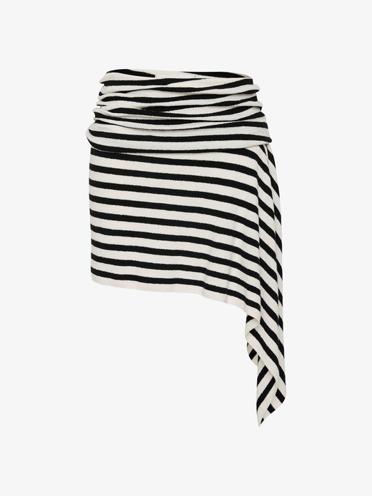 CHRISTOPHER ESBER Stripe Knit Extension Drape Mini Skirt (White)