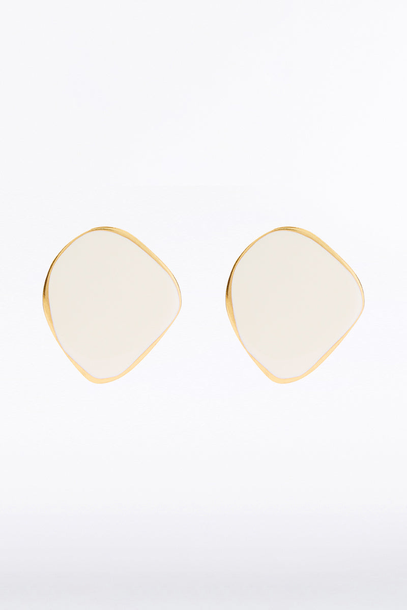 Image of Jewelry. Product name - Cream Enamel Spot Earrings in Cream colour by brand - Carla Zampatti