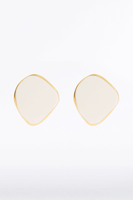 Image of Jewelry. Product name - Cream Enamel Spot Earrings in Cream colour by brand - Carla Zampatti