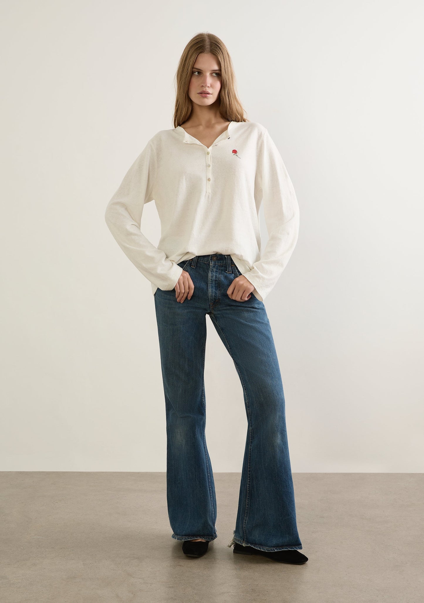 Image of T-Shirts. Productname: Auguste The Label Kirby Henley Tee in White colour by brand - Auguste The Label