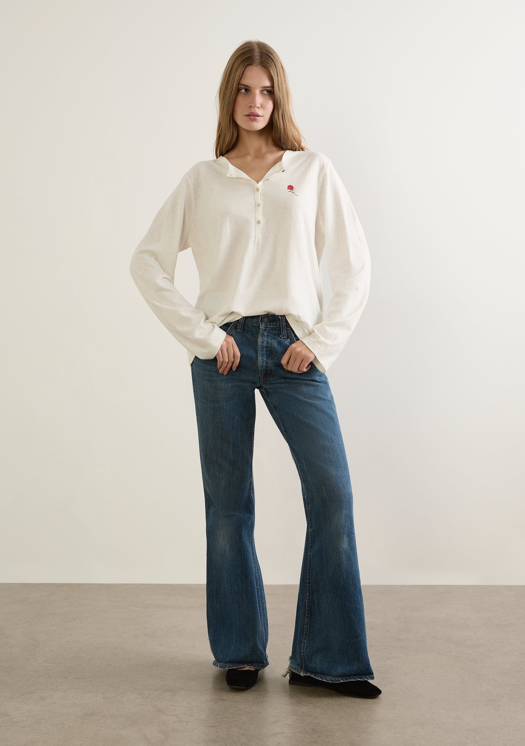Image of T-Shirts. Productname: Auguste The Label Kirby Henley Tee in White colour by brand - Auguste The Label