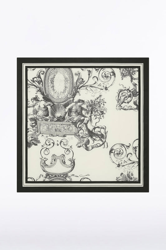 Image of Accessories. Product name - Rococo Print Scarf in White colour by brand - Carla Zampatti