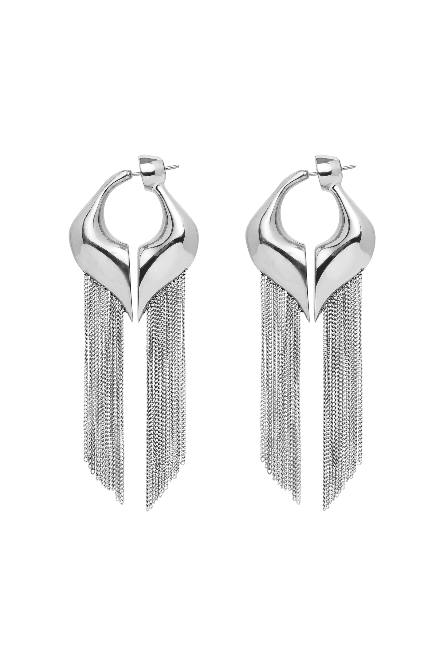 Image of Earrings. Productname: Split Fringe Heart Earrings in Silver colour by brand - Manning Cartell
