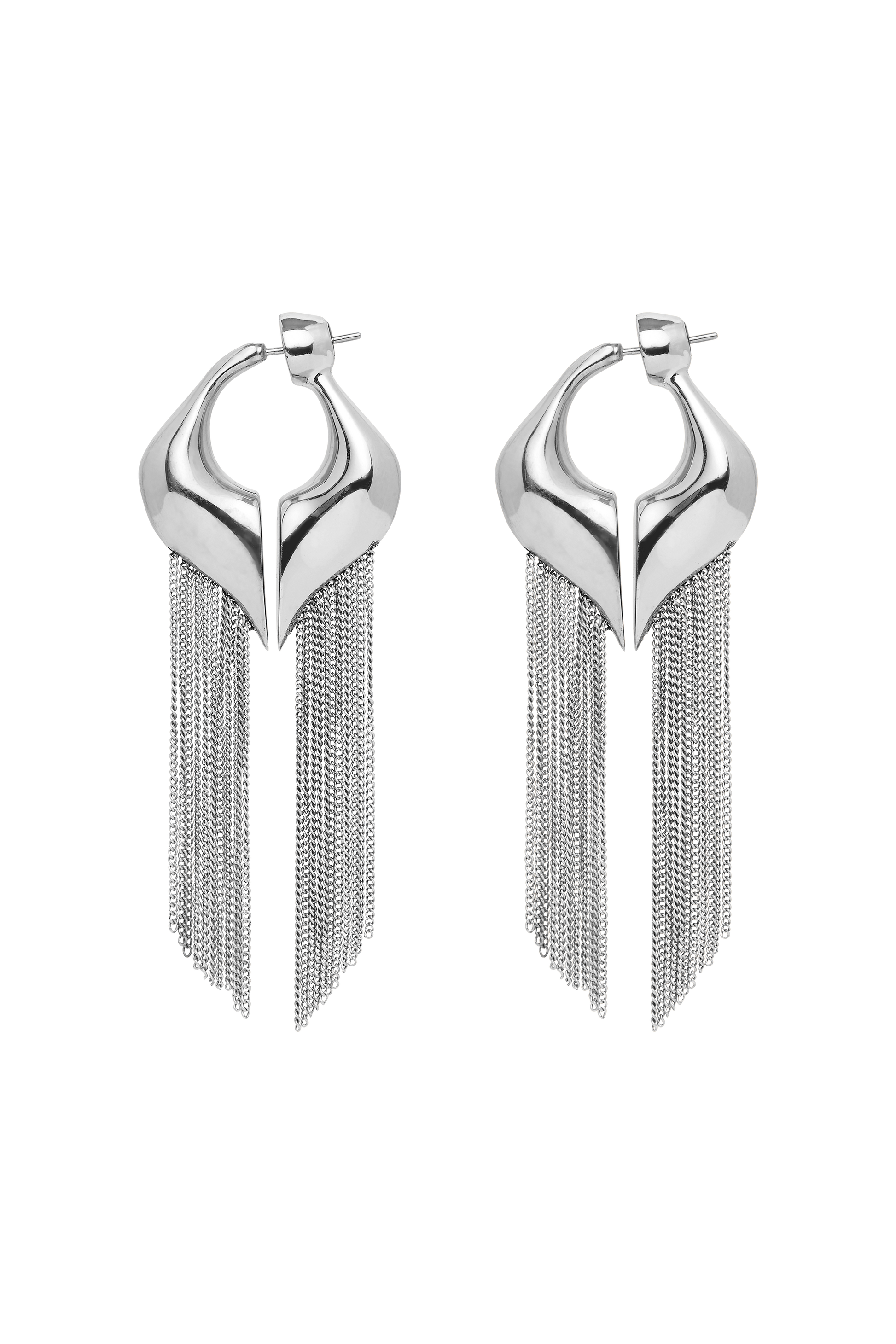 Image of Earrings. Productname: Split Fringe Heart Earrings in Silver colour by brand - Manning Cartell