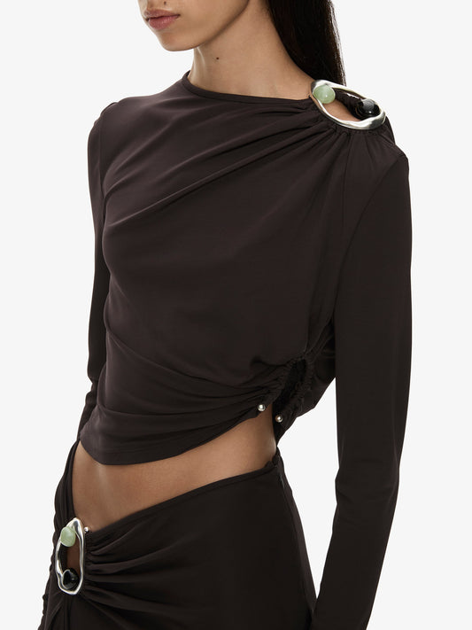 CHRISTOPHER ESBER Orica Crystal Cascade Jersey Skirt (Molasses)