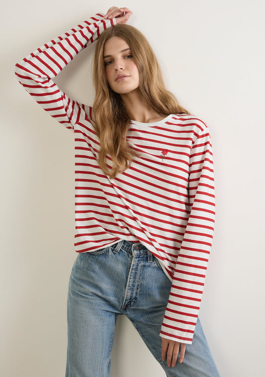 Image of T-Shirts. Productname: Auguste The Label North Long Sleeve Tee in Red colour by brand - Auguste The Label