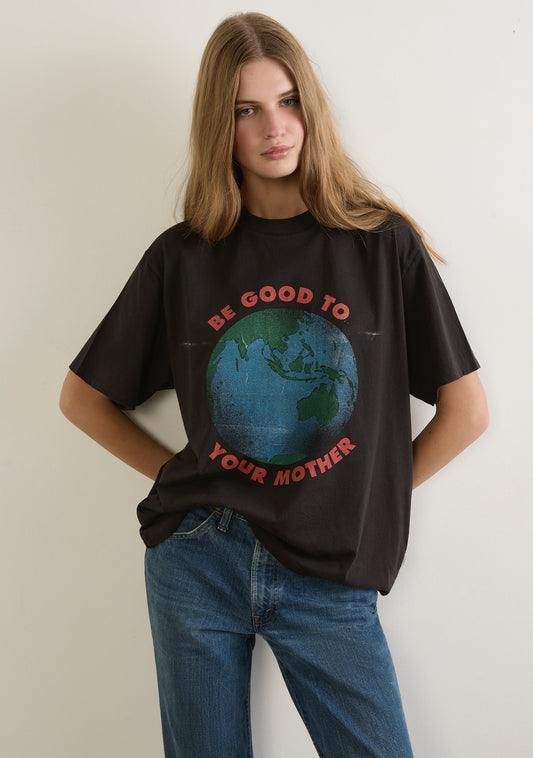 Image of T-Shirts. Productname: Auguste The Label Be Good to Your Mother - Charity Tee in Black colour by brand - Auguste The Label