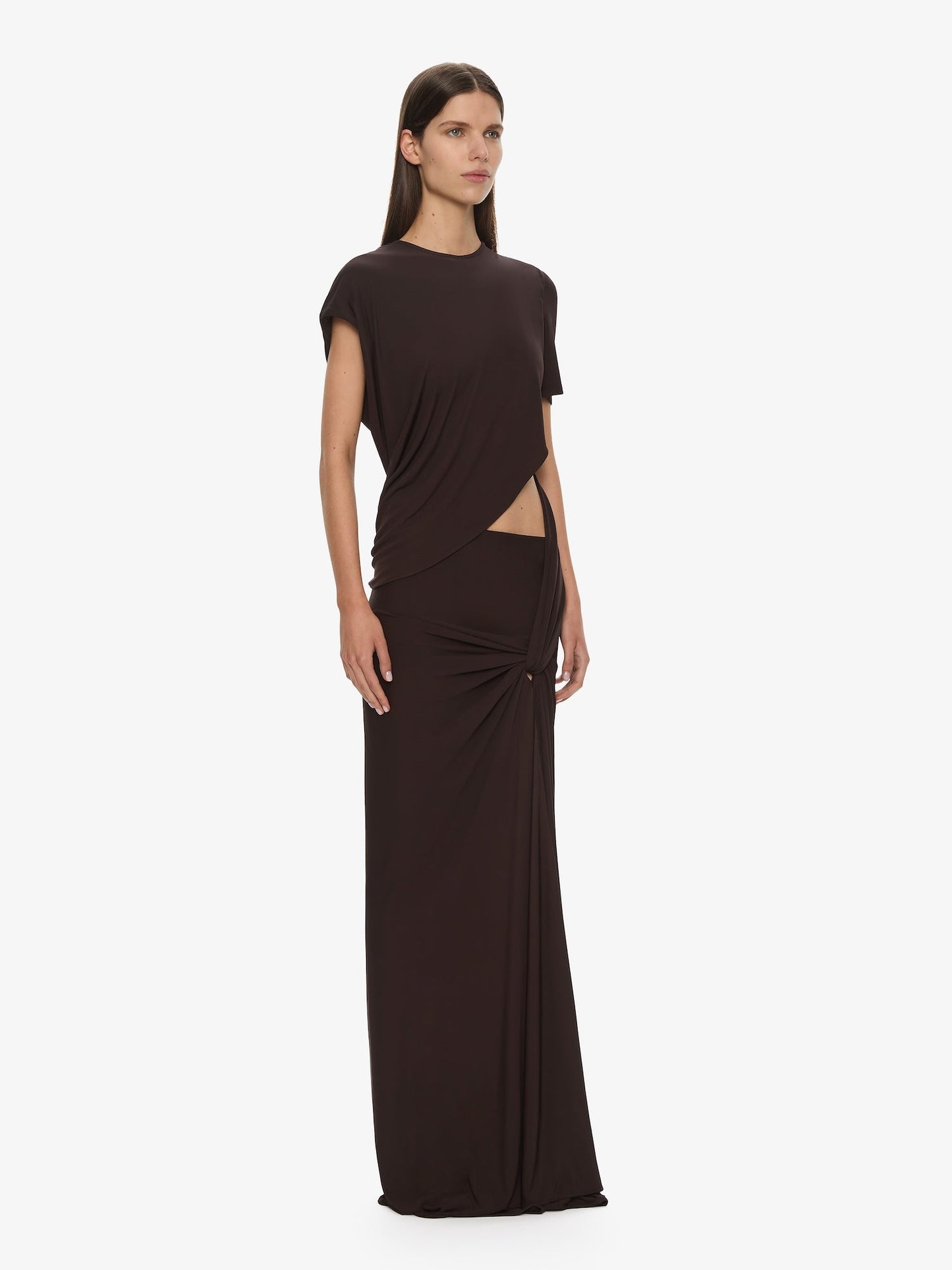 CHRISTOPHER ESBER Twisted Lever Tee Dress (Espresso)
