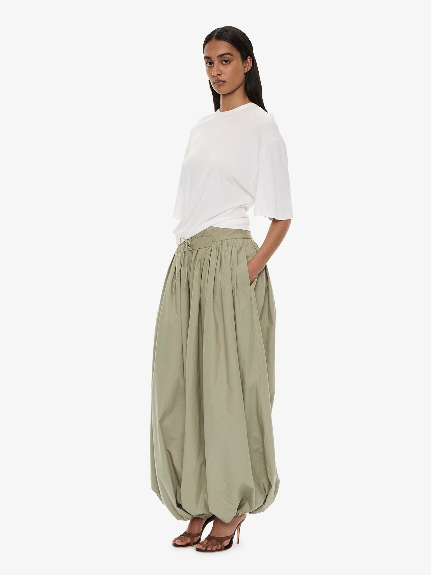Christopher Esber Side Cowl Waist Tee (Milk)