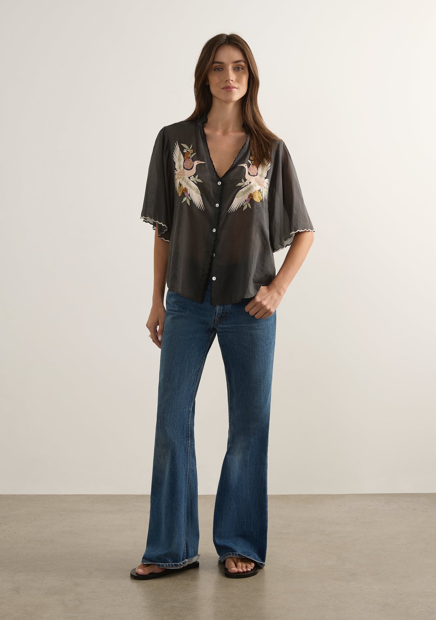 Auguste The Label Zoe Embroidered Blouse | Pre Order - Buy Now (Black)