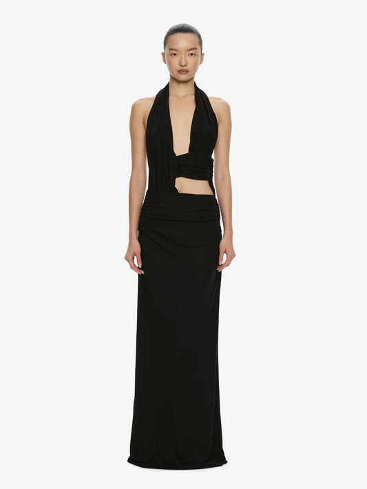 Image of Dresses. Product name - Draped Cummerbund Jersey Dress in Black colour by brand - CHRISTOPHER ESBER