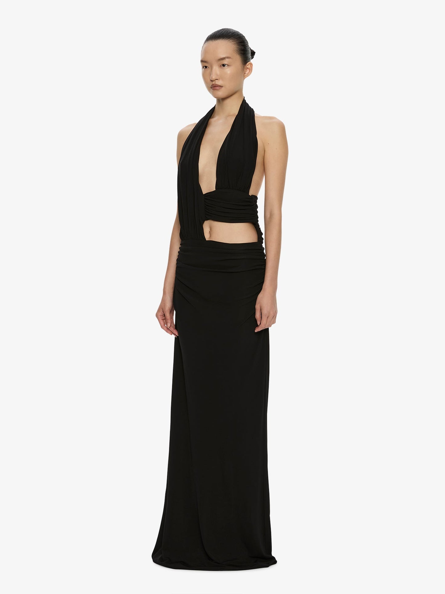 CHRISTOPHER ESBER Draped Cummerbund Jersey Dress (Black)