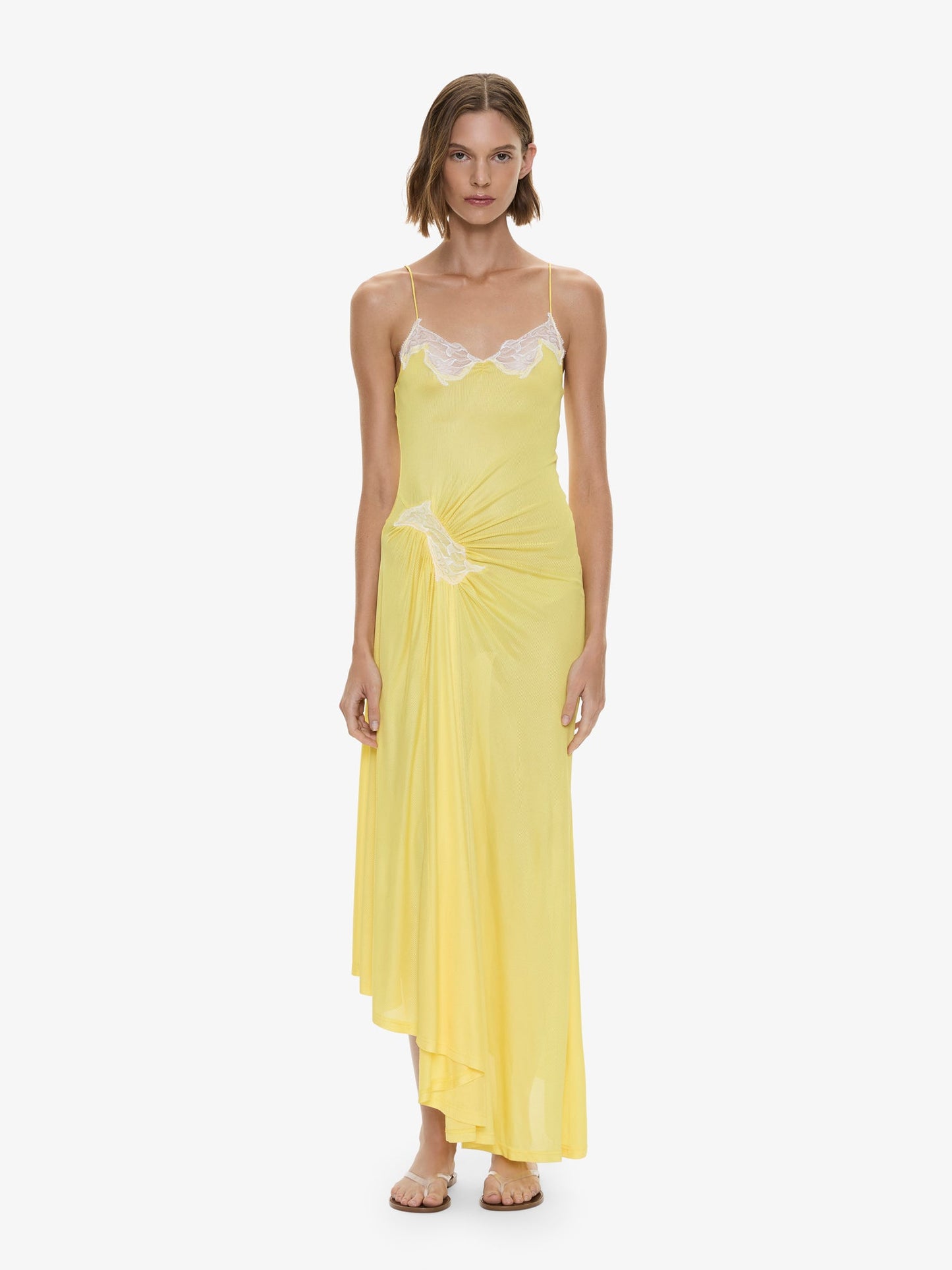 Image of Dresses. Product name - Delphin Lace Rib Cami Dress in White colour by brand - CHRISTOPHER ESBER