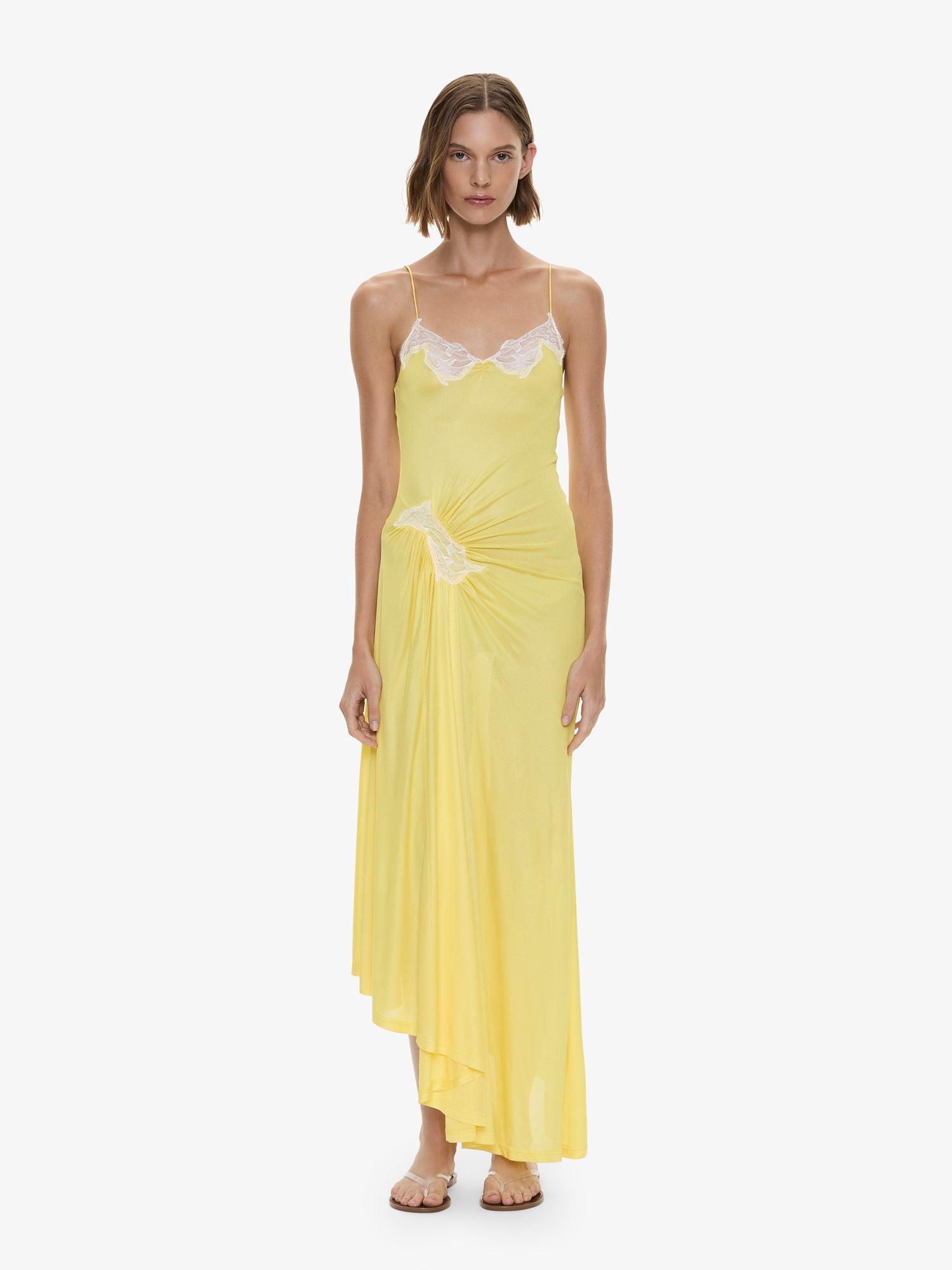 Image of Dresses. Product name - Delphin Lace Rib Cami Dress in White colour by brand - CHRISTOPHER ESBER