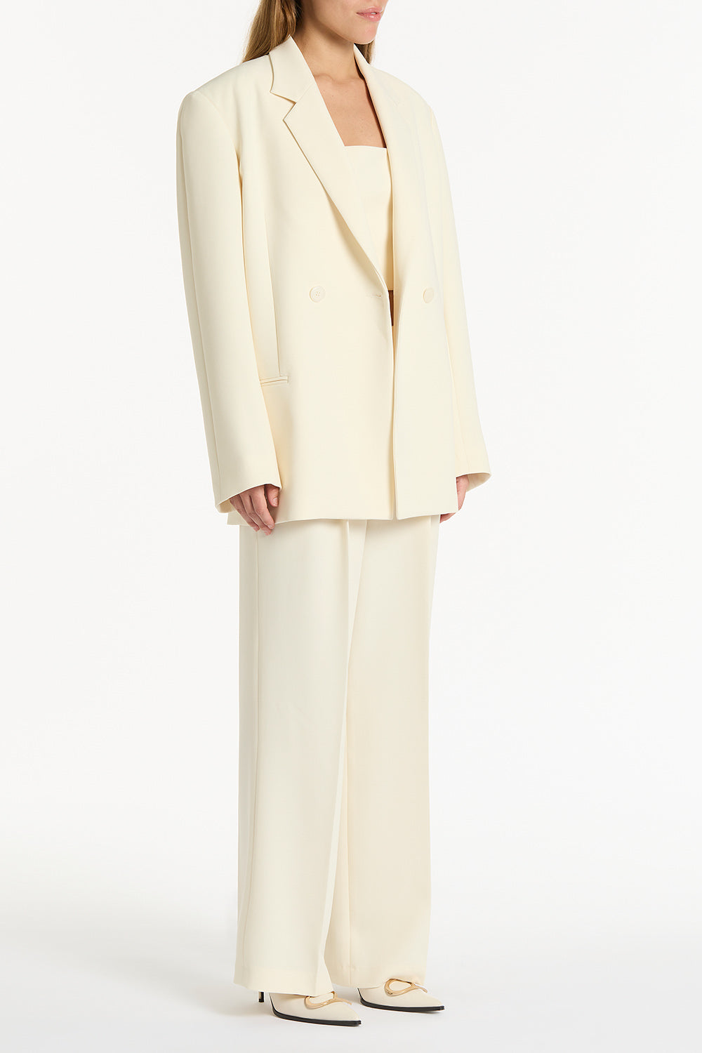 Carla Zampatti Crepe Oversized Jacket (Ivory)