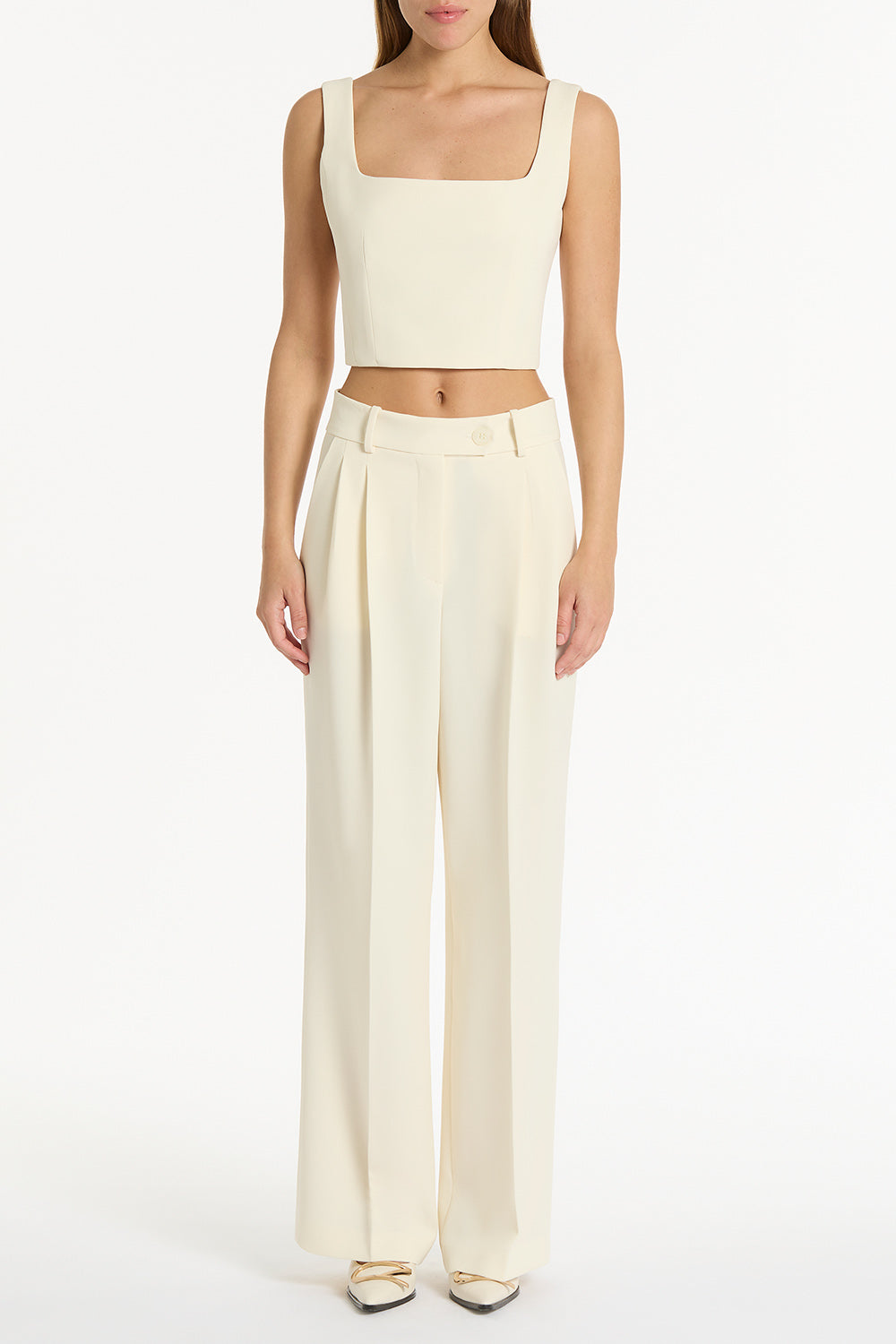 Carla Zampatti Crepe Crop Top (Ivory)
