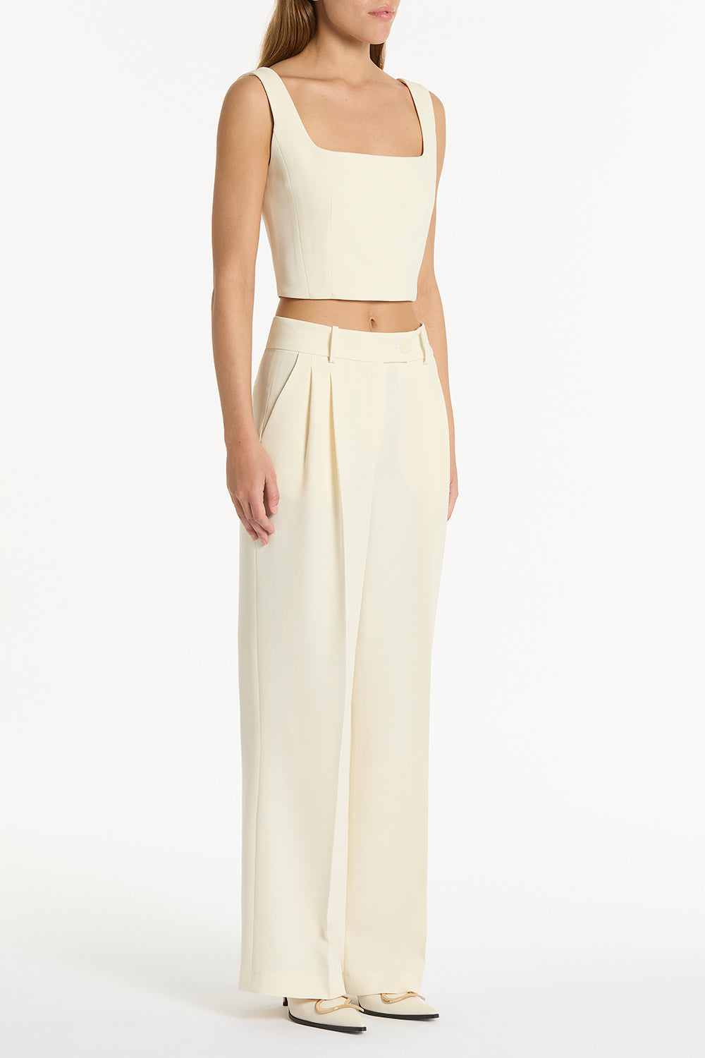 Carla Zampatti Crepe Wide Leg Pant (Ivory)