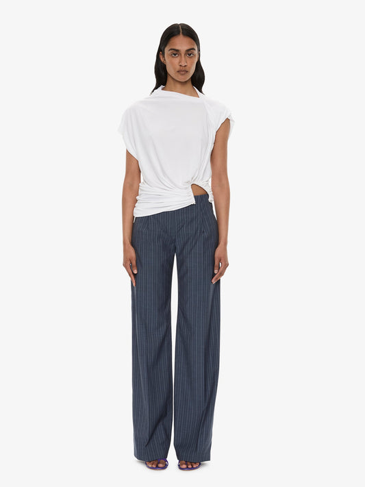 Image of a model wearing Pants. Product name - Redux Pinstripe Trouser in Trouser colour by brand - CHRISTOPHER ESBER