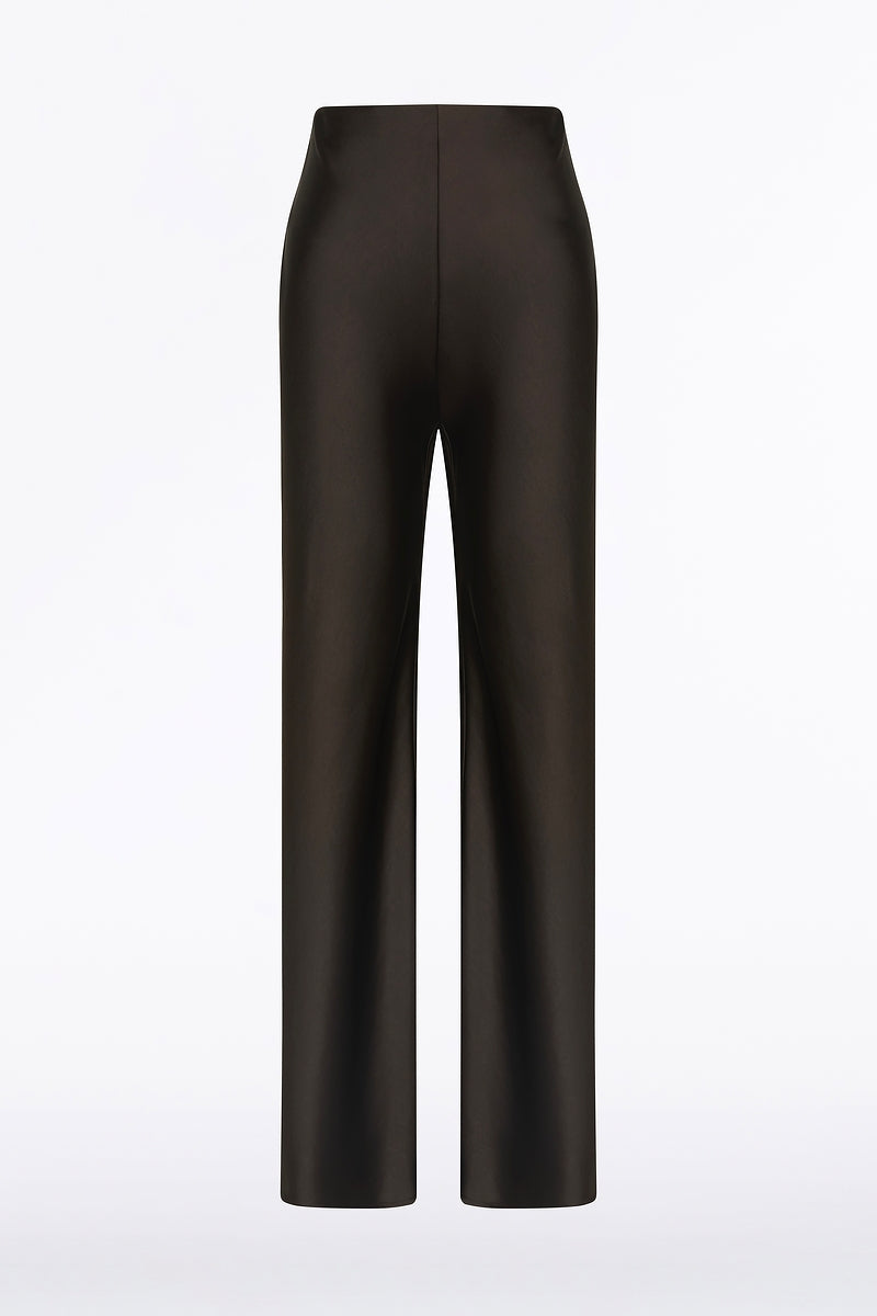 Carla Zampatti Black Chocolate Lustre Satin Bias Pant (Brown)