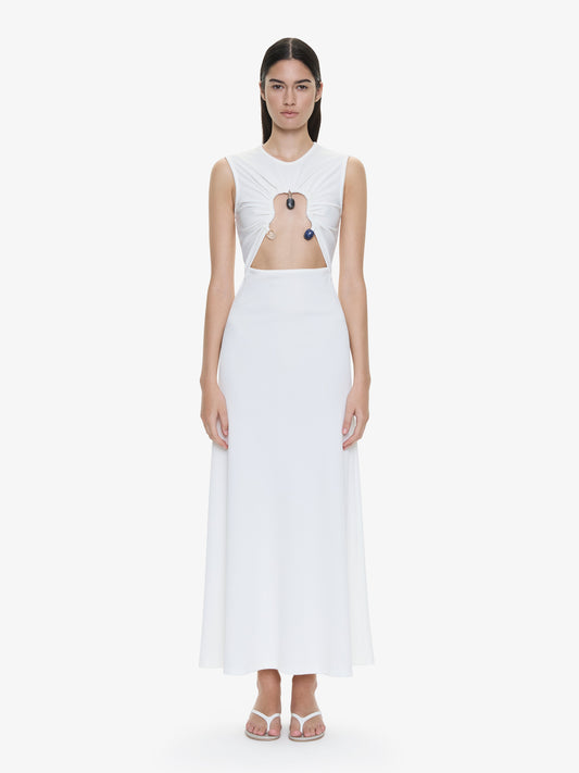 Image of Dresses. Productname: CHRISTOPHER ESBER Hiero Crystal Disconnect Tank Dress in White colour by brand - CHRISTOPHER ESBER