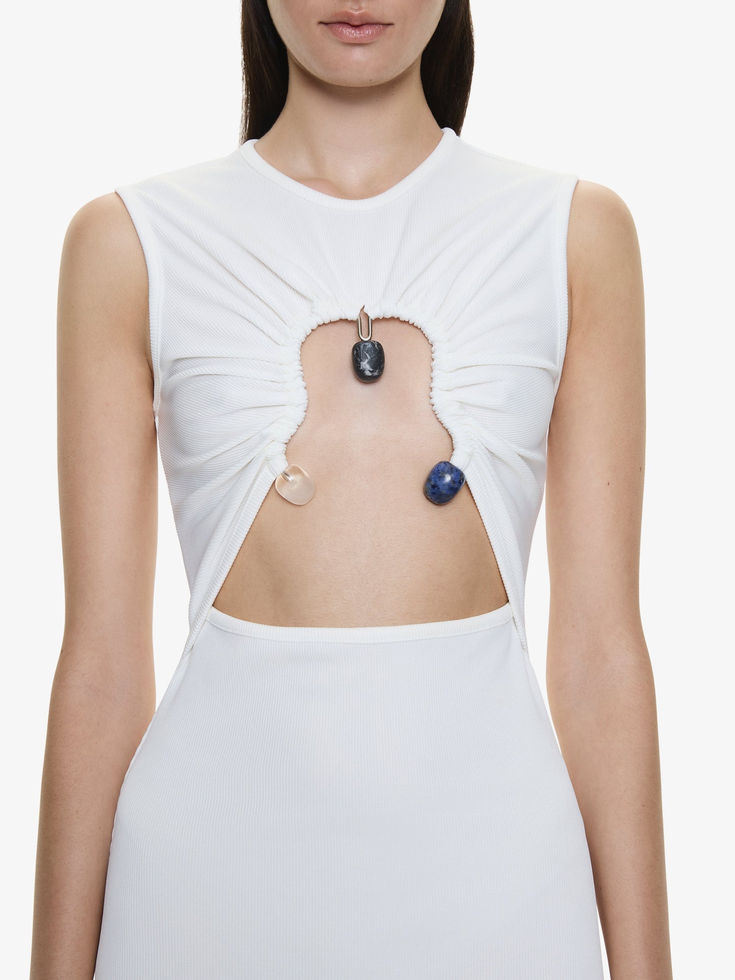 CHRISTOPHER ESBER Hiero Crystal Disconnect Tank Dress (White)
